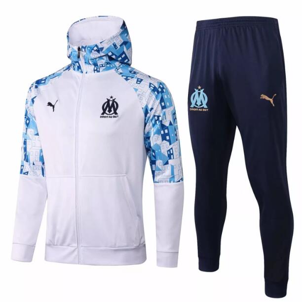 Marseille White Tracksuits Hoodie Jacket and Pants 2020/21